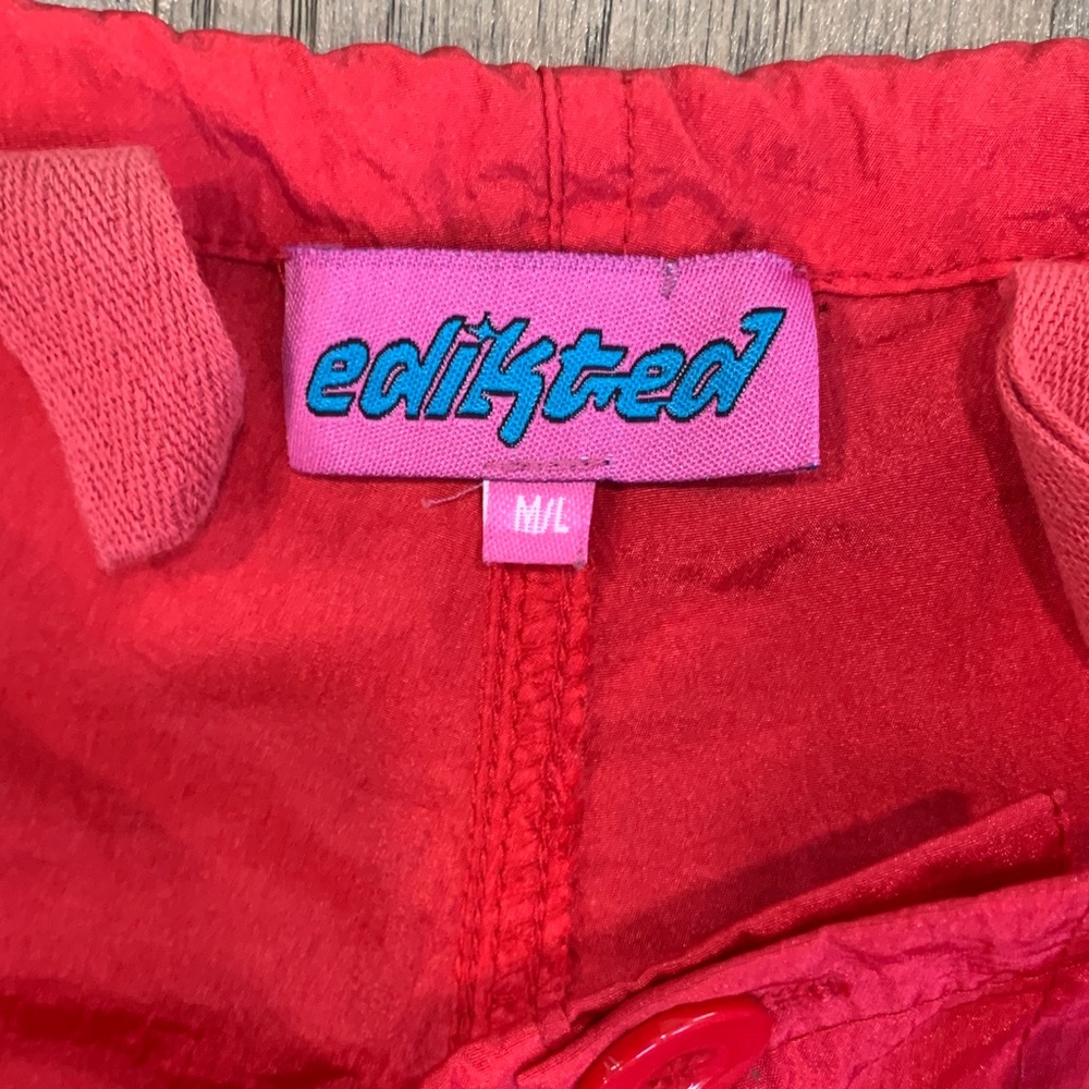 Edikted Red Rian Nylon Cargo Pants Size M/L - Dolls Kill - Picture 6 of 14
